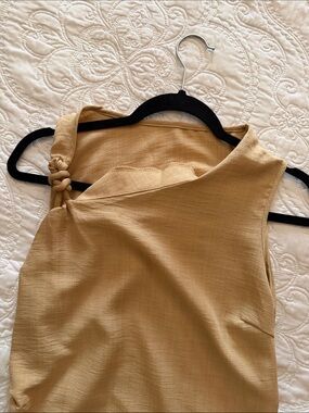 SHEIN One-Shoulder Knot Strap Dress in Mustard